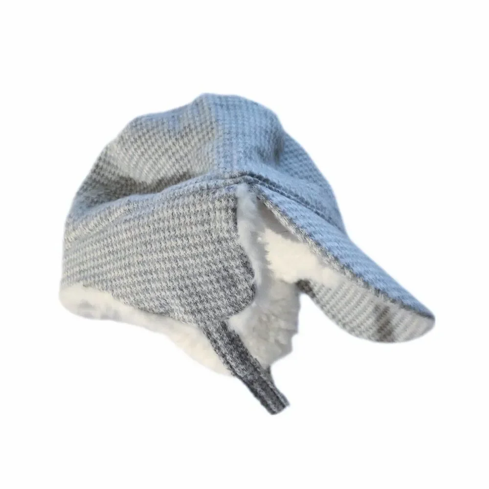Janie&Jack Gray Plaid Sherpa Trapper Hat sz 0-3M